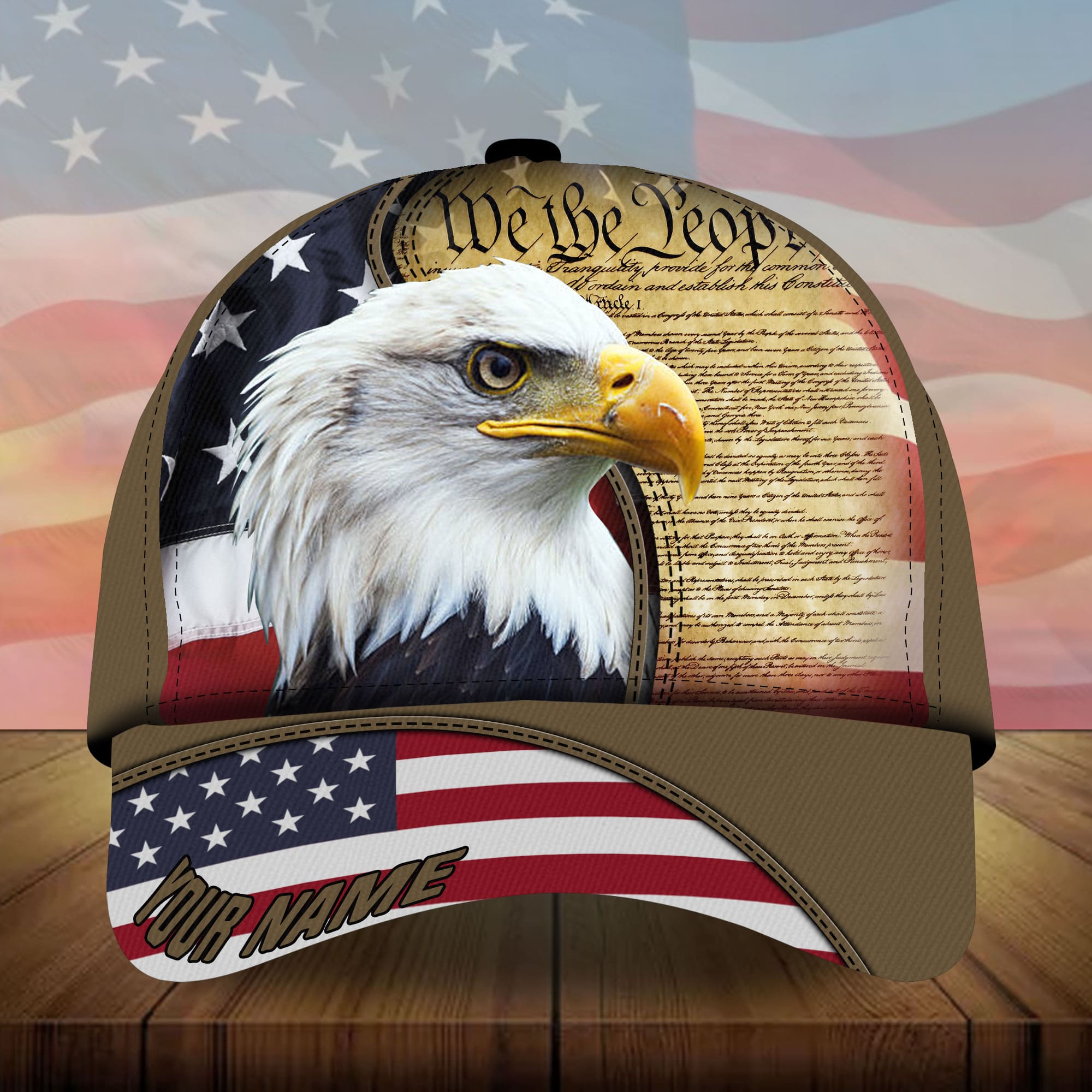 Premium We The People, Eagle Patriotic 3D Hats Multicolor Personalized Trucker Hats Custom Hats Gifts For Men & Women