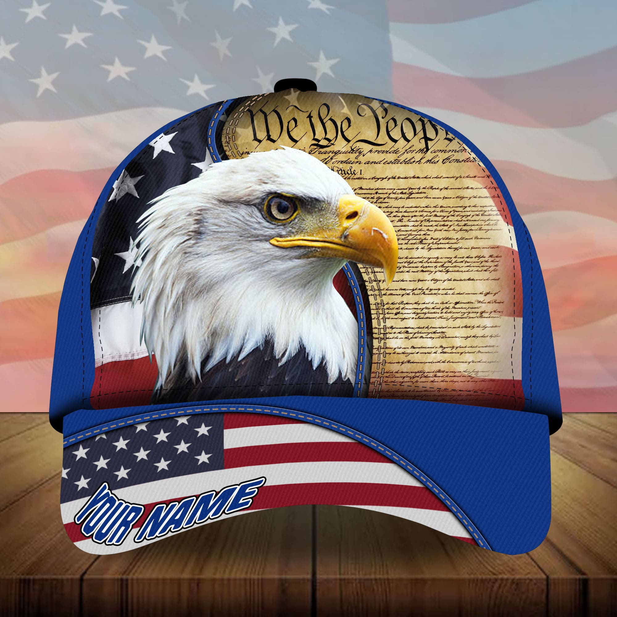 Premium We The People, Eagle Patriotic 3D Hats Multicolor Personalized Trucker Hats Custom Hats Gifts For Men & Women