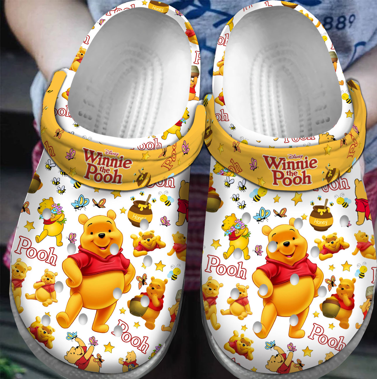 Premium Winnie the Pooh Cartoon Crocs Crocband Clogs Shoes For Men Women and Kids