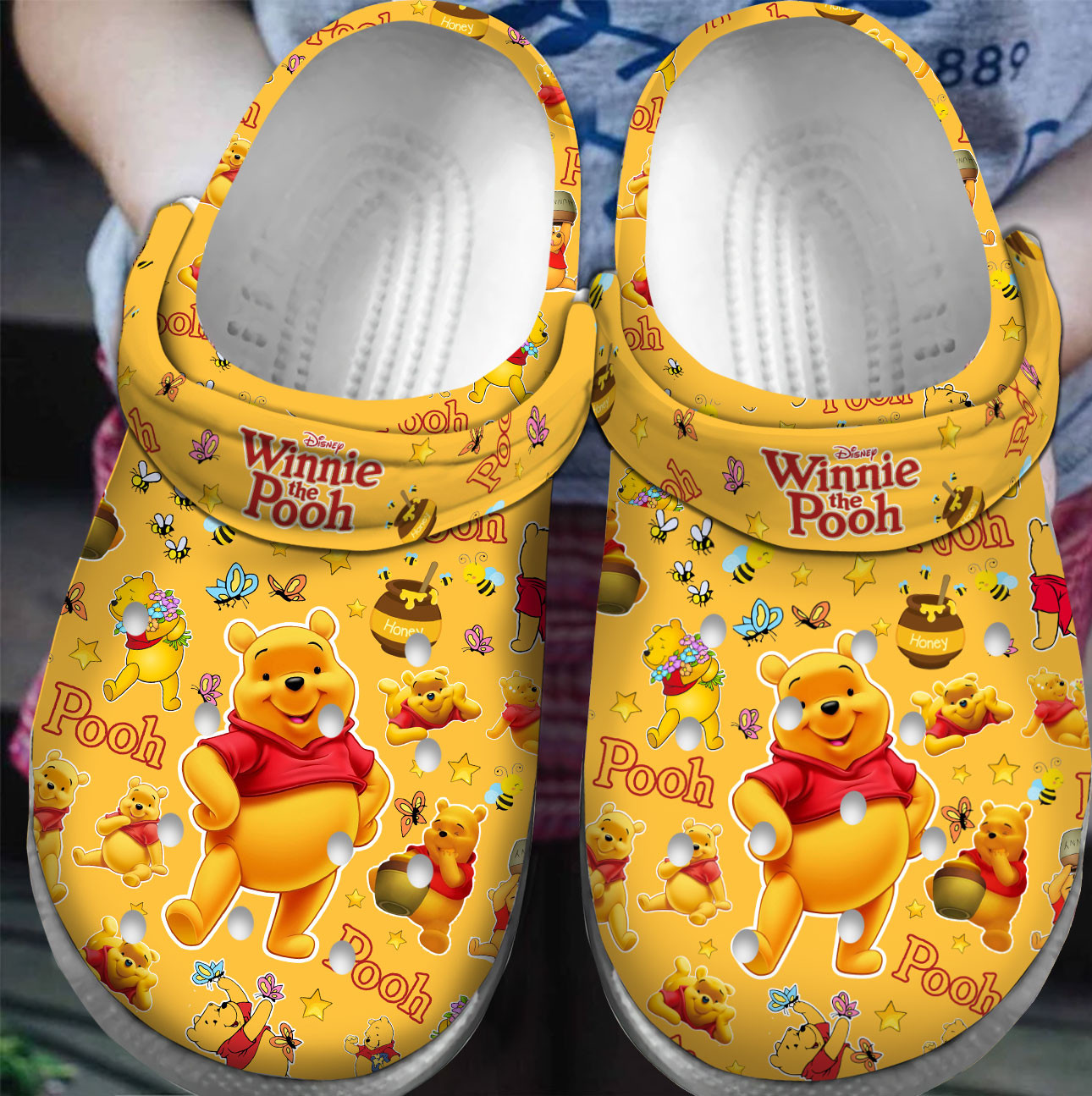 Premium Winnie the Pooh Cartoon Crocs Crocband Clogs Shoes For Men Women and Kids