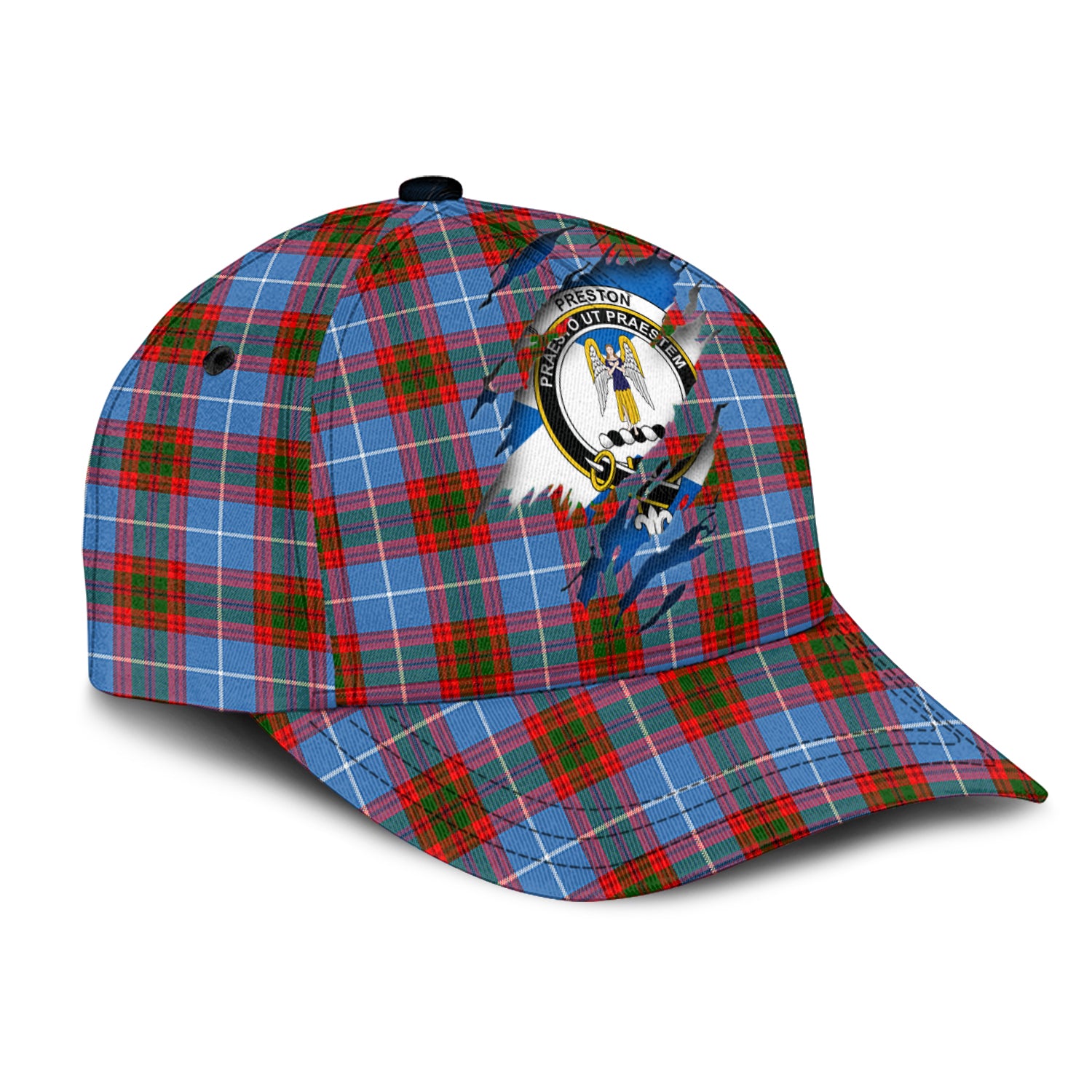Preston Tartan Plaid Cap, Family Crest In Me Style Tartan Baseball Cap TS23 Trucker Hats Custom Hats Gifts For Men & Women