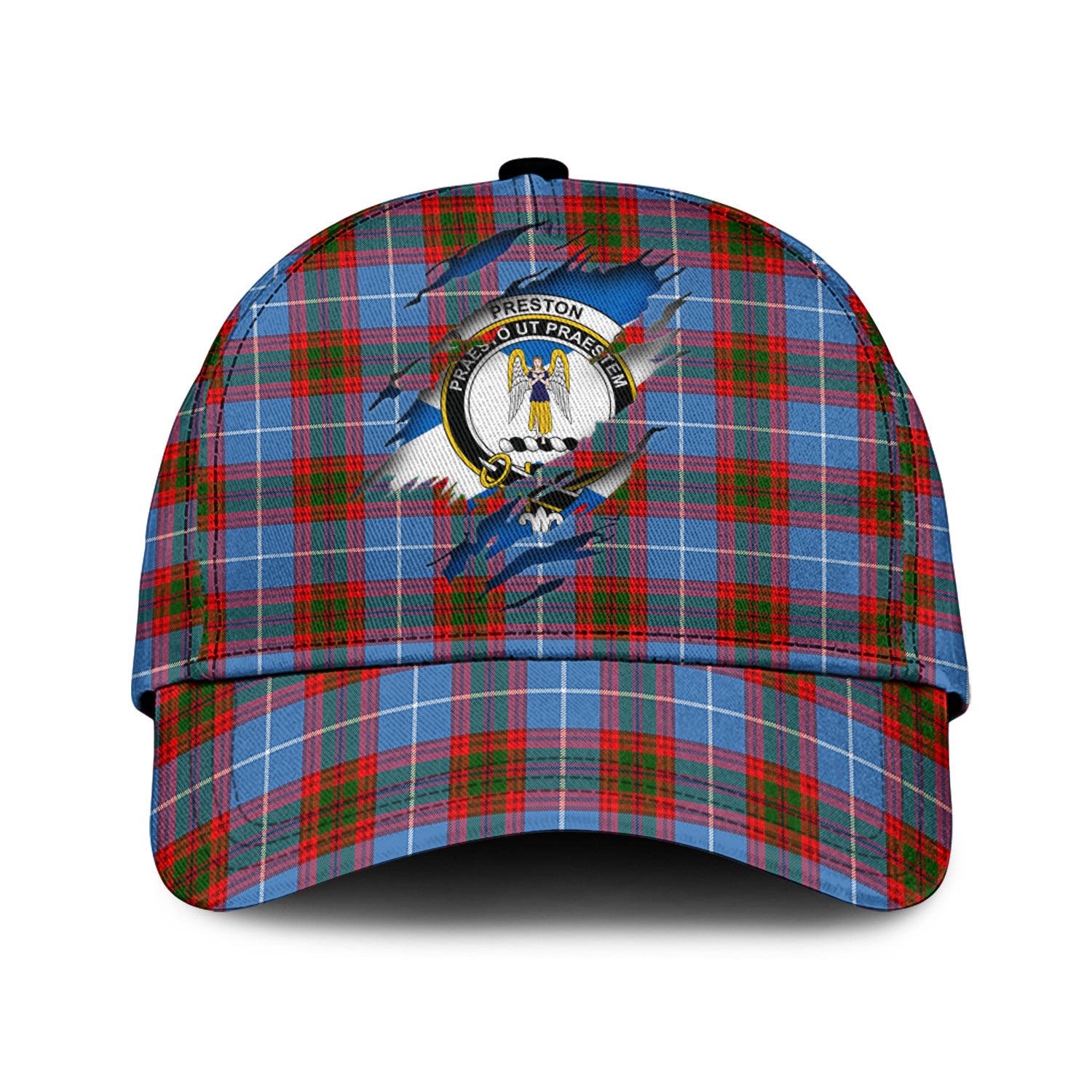 Preston Tartan Plaid Cap, Family Crest In Me Style Tartan Baseball Cap TS23 Trucker Hats Custom Hats Gifts For Men & Women