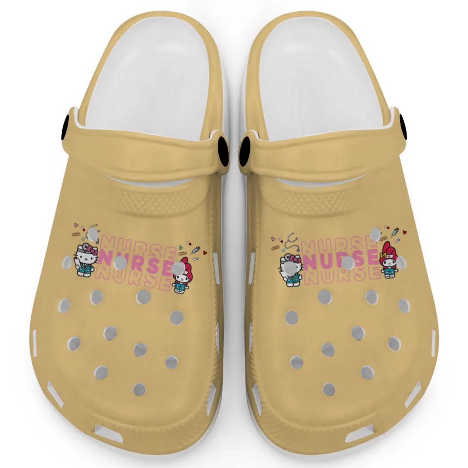 Pretty Nurse Hello Kitty And My Melody Cartoon Crocs Crocband Clogs Shoes Comfortable For Men Women and Kids
