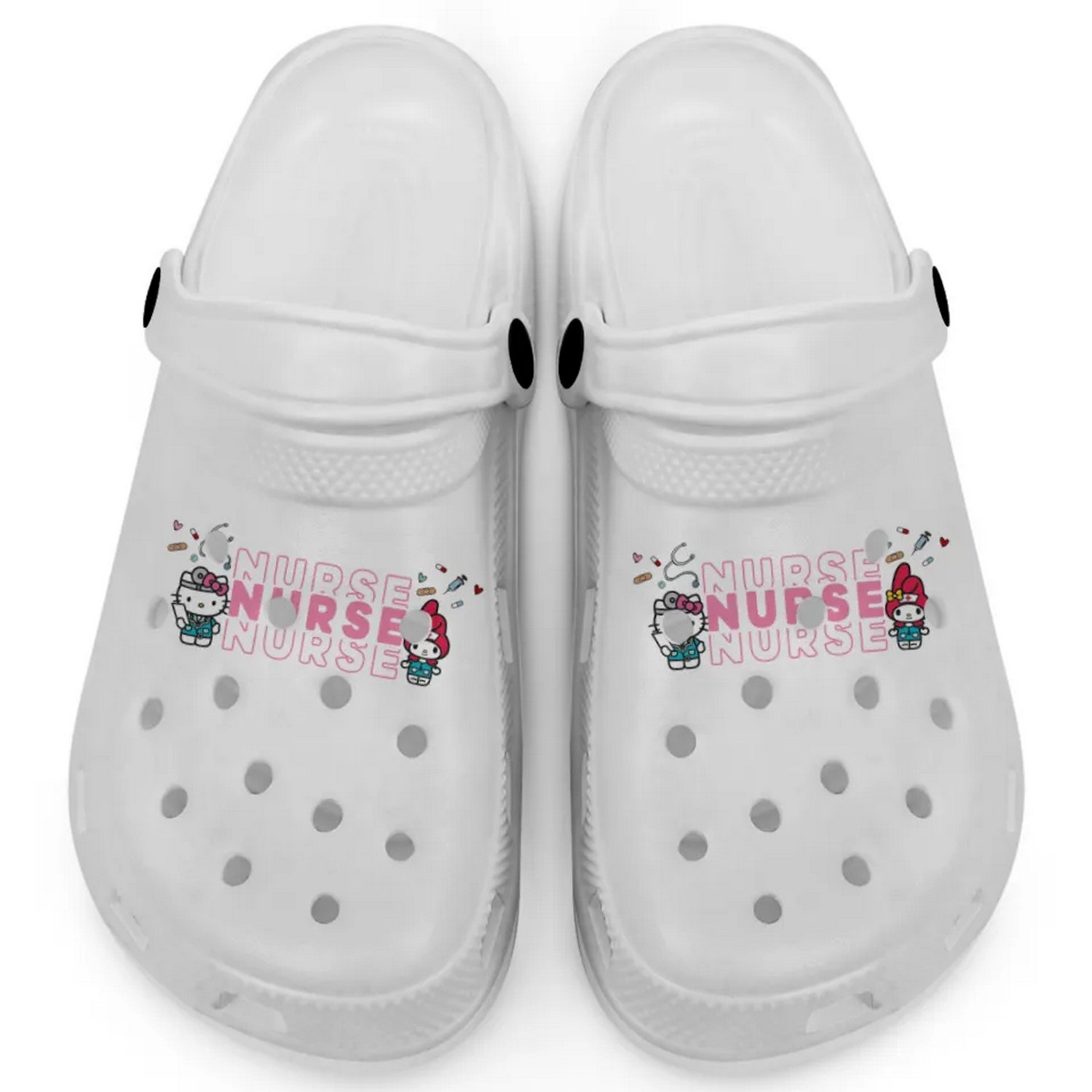 Pretty Nurse Hello Kitty And My Melody Cartoon Crocs Crocband Clogs Shoes Comfortable For Men Women and Kids
