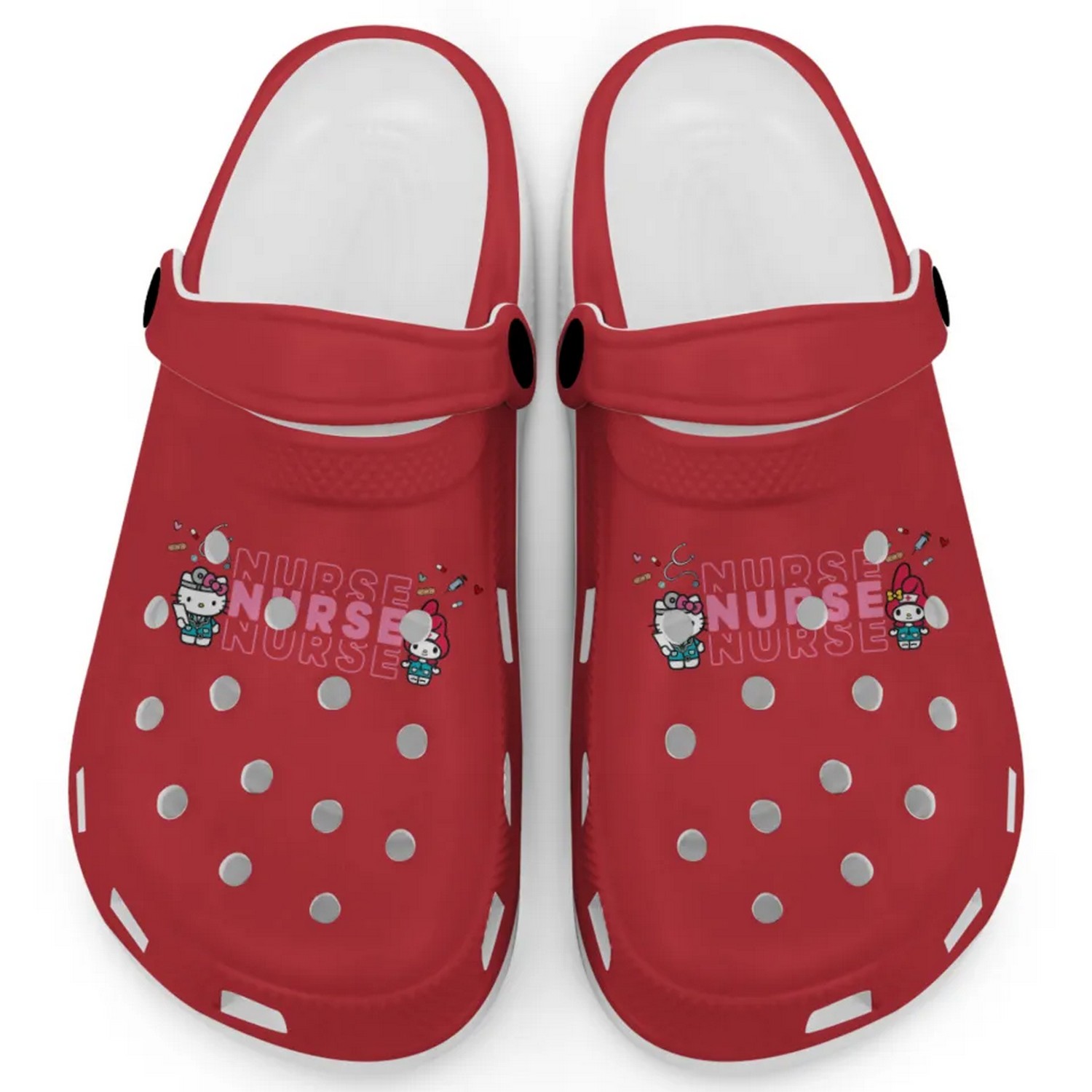 Pretty Nurse Hello Kitty And My Melody Cartoon Crocs Crocband Clogs Shoes Comfortable For Men Women and Kids