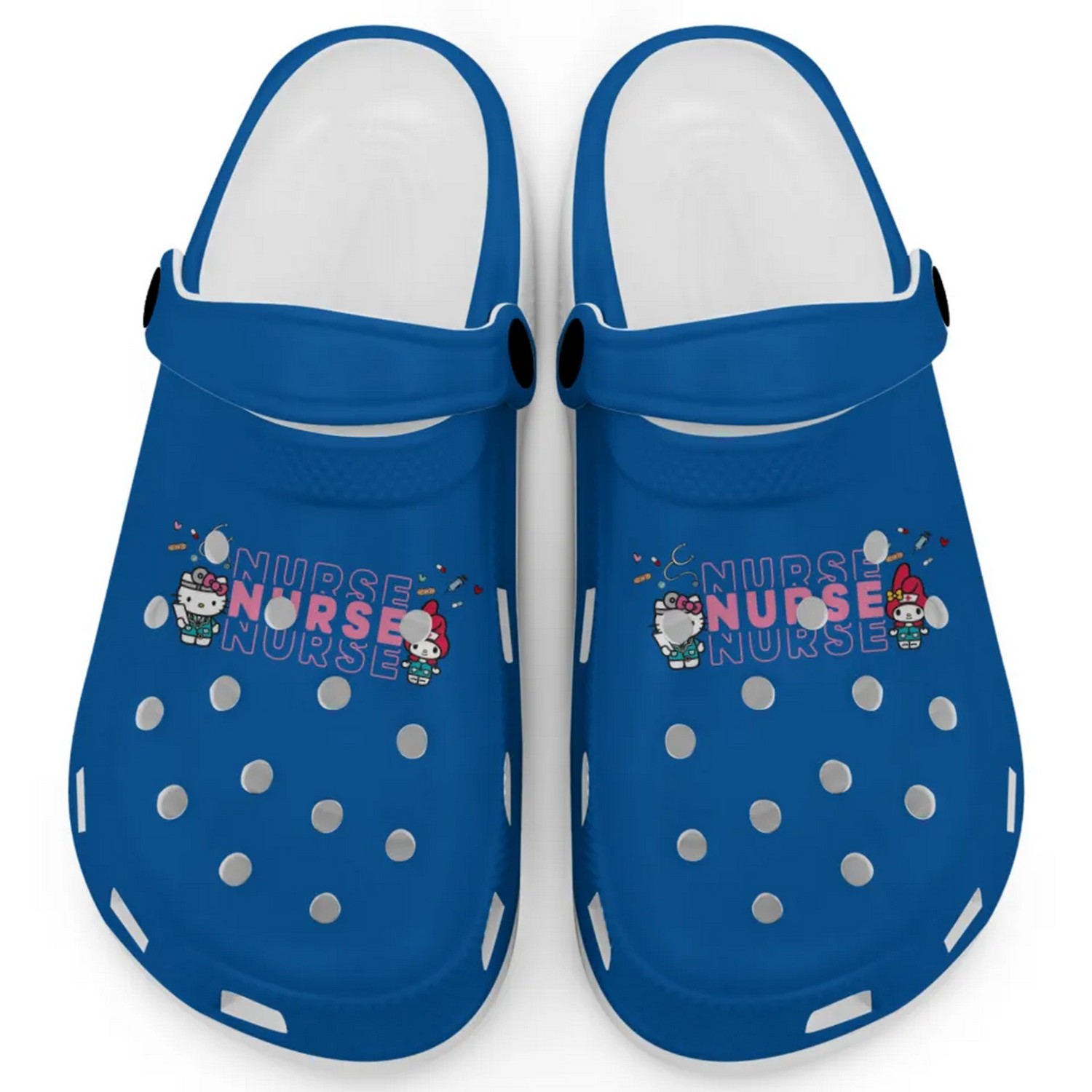 Pretty Nurse Hello Kitty And My Melody Cartoon Crocs Crocband Clogs Shoes Comfortable For Men Women and Kids