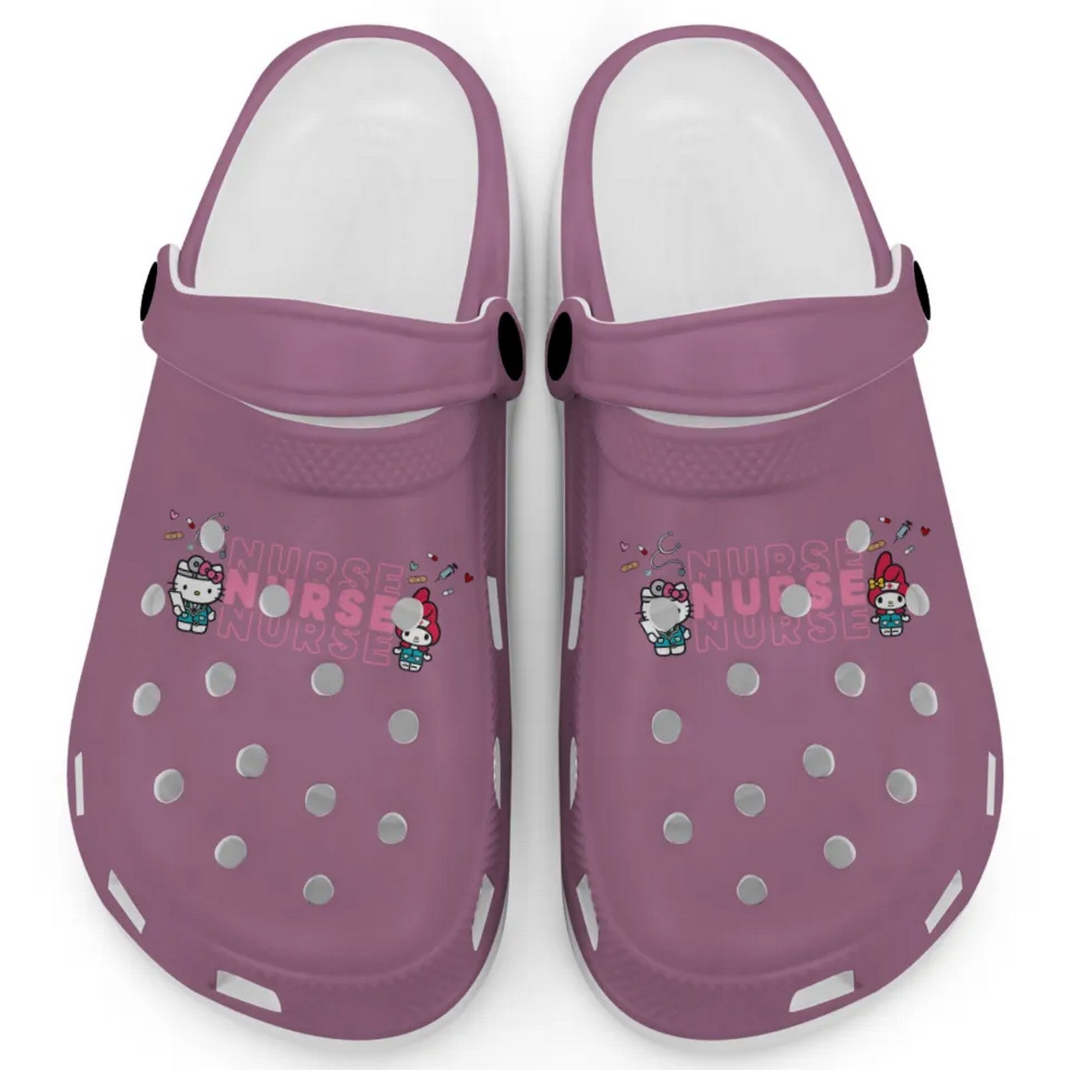Pretty Nurse Hello Kitty And My Melody Cartoon Crocs Crocband Clogs Shoes Comfortable For Men Women and Kids