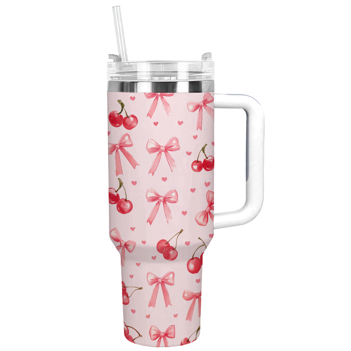 Pretty pink Bows and Cherries Custom Stanley Cup 40 oz 30 oz Tumbler With HandleTVC2301292