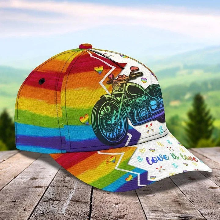 Pride Baseball 3D Cap, All For Love Biker LGBT Printing Baseball Cap Hat, 3D Printed Lgbt Hat Trucker Hats Custom Hats Gifts For Men & Women