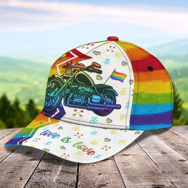 Pride Baseball 3D Cap, All For Love Biker LGBT Printing Baseball Cap Hat, 3D Printed Lgbt Hat Trucker Hats Custom Hats Gifts For Men & Women