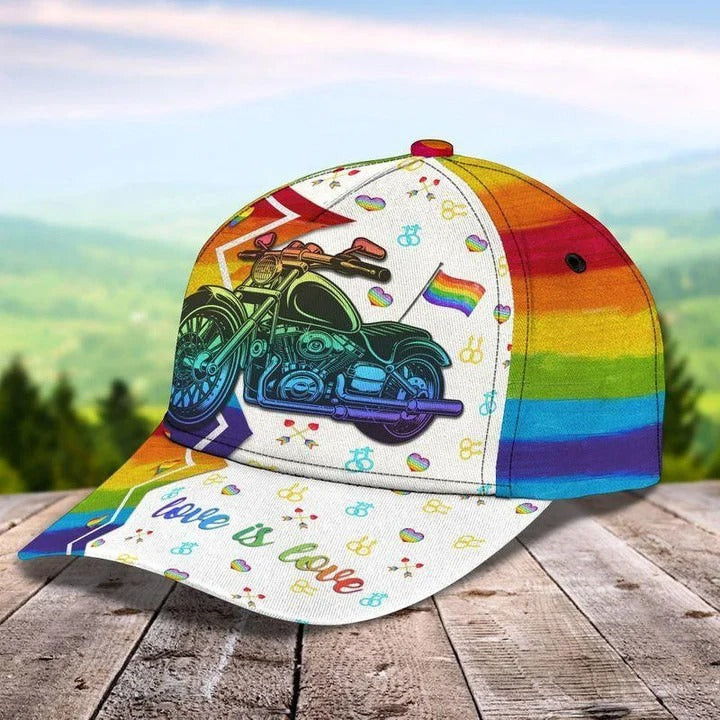 Pride Baseball 3D Cap, All For Love Biker LGBT Printing Baseball Cap Hat, 3D Printed Lgbt Hat Trucker Hats Custom Hats Gifts For Men & Women