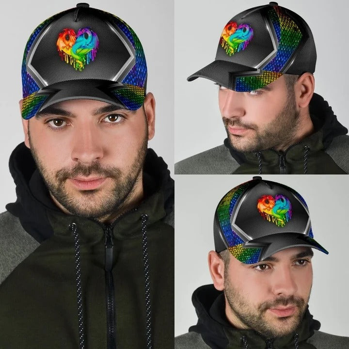 Pride Baseball Cap For Couple Gaymer, Lesbian Couple, Loving Dragon Pattern Lgbt Printing Baseball Hat Trucker Hats Custom Hats Gifts For Men & Women