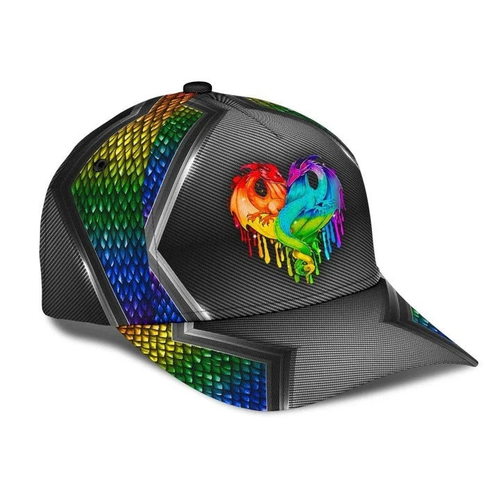 Pride Baseball Cap For Couple Gaymer, Lesbian Couple, Loving Dragon Pattern Lgbt Printing Baseball Hat Trucker Hats Custom Hats Gifts For Men & Women
