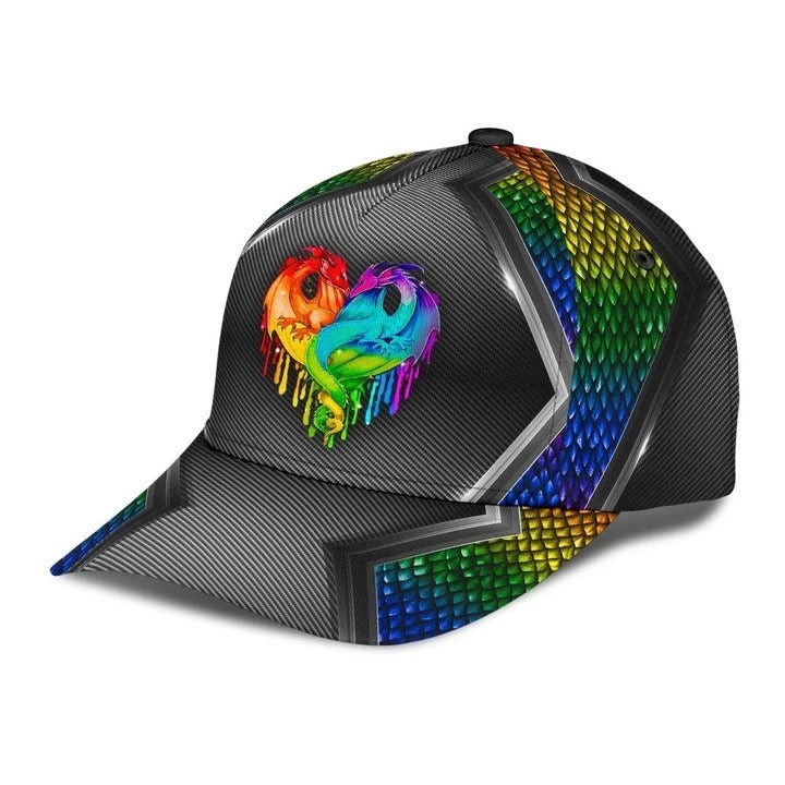 Pride Baseball Cap For Couple Gaymer, Lesbian Couple, Loving Dragon Pattern Lgbt Printing Baseball Hat Trucker Hats Custom Hats Gifts For Men & Women