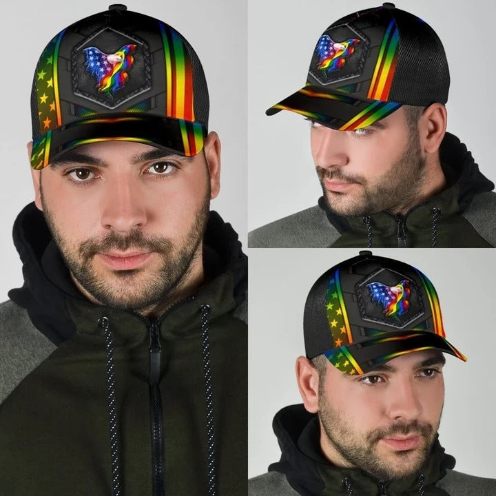 Pride Baseball Cap Hat, USA Flag Eagle LGBT Printing 3D Baseball Cap Hat, Pride Accessories Trucker Hats Custom Hats Gifts For Men & Women