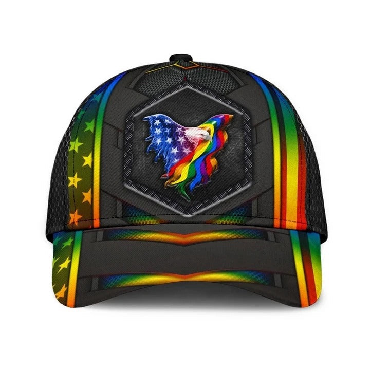 Pride Baseball Cap Hat, USA Flag Eagle LGBT Printing 3D Baseball Cap Hat, Pride Accessories Trucker Hats Custom Hats Gifts For Men & Women