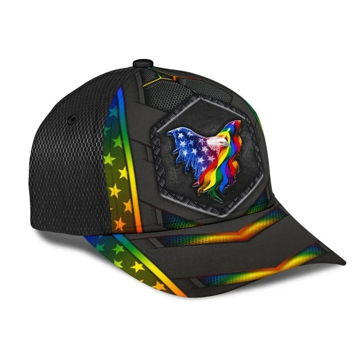 Pride Baseball Cap Hat, USA Flag Eagle LGBT Printing 3D Baseball Cap Hat, Pride Accessories Trucker Hats Custom Hats Gifts For Men & Women