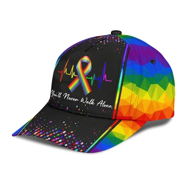 Pride Cap For Gay Friend, Gift For Lesbian Friends, Lgbt Printing Baseball Cap Hat You'll Never Walk Alone Trucker Hats Custom Hats Gifts For Men & Women