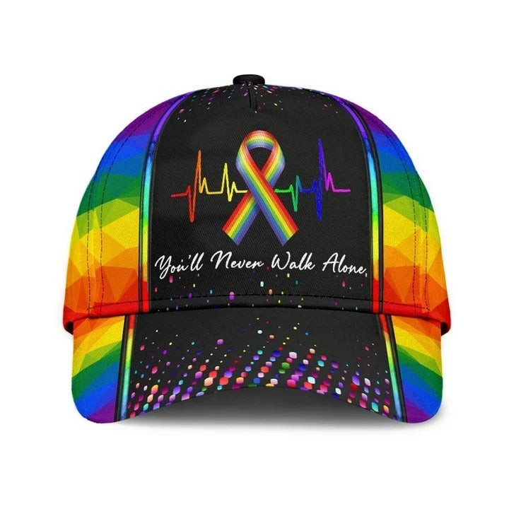 Pride Cap For Gay Friend, Gift For Lesbian Friends, LGBT Printing Classic Cap Hat YouÃƒÂ¢Ã¢â€šÂ¬Ã¢â€žÂ¢ll Never Walk Alone Trucker Hats Custom Hats Gifts For Men & Women
