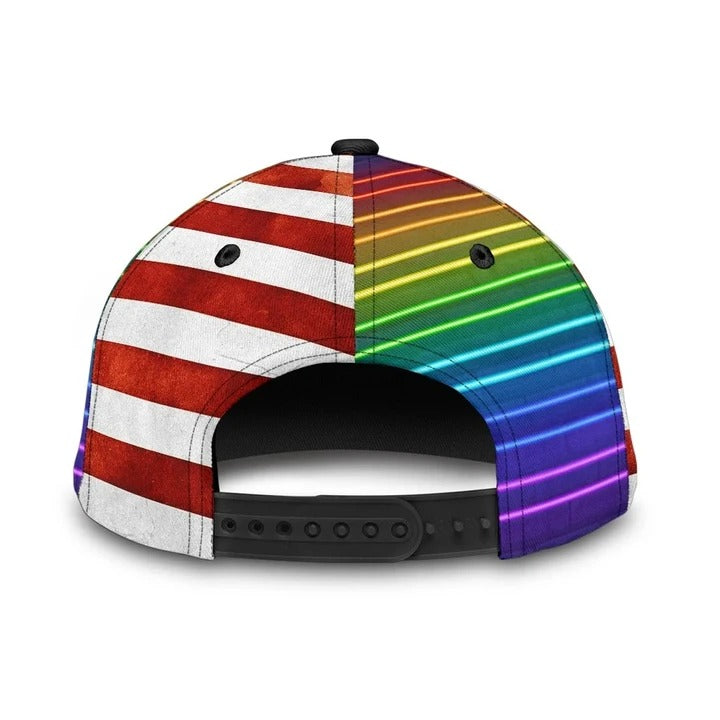 Pride Cap For Gay, Lgbt Love Is Love Us Flag Background Printing Baseball Cap Hat, Lgbt Baseball Cap Trucker Hats Custom Hats Gifts For Men & Women