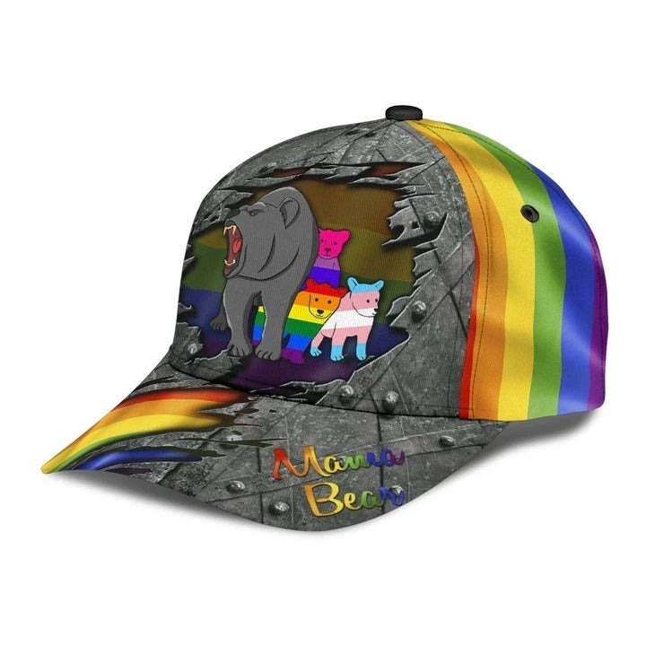 Pride Cap For Gaymer, Mama Bear Family Cool LGBT 3D Printing Baseball Cap Hat, Lesbian Gifts Trucker Hats Custom Hats Gifts For Men & Women