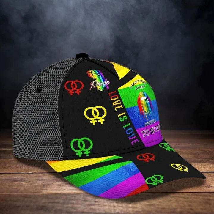 Pride Cap For Her, Lesbian Cap I Don't Need Anyone's Approval To Be Me Printing Baseball Cap Hat Trucker Hats Custom Hats Gifts For Men & Women