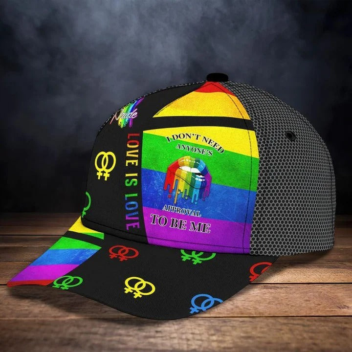 Pride Cap For Her, Lesbian Cap I Don't Need Anyone's Approval To Be Me Printing Baseball Cap Hat Trucker Hats Custom Hats Gifts For Men & Women