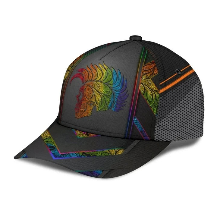 Pride Cap For Lesbian, Gaymer Gifts, Skull Warrior Rainbow Lgbt Printing Baseball Cap Hat Trucker Hats Custom Hats Gifts For Men & Women