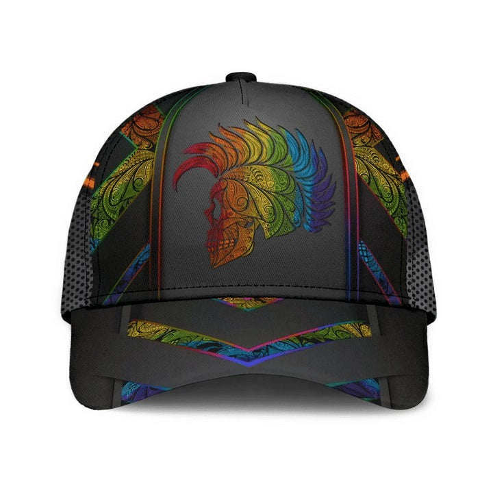 Pride Cap For Lesbian, Gaymer Gifts, Skull Warrior Rainbow Lgbt Printing Baseball Cap Hat Trucker Hats Custom Hats Gifts For Men & Women