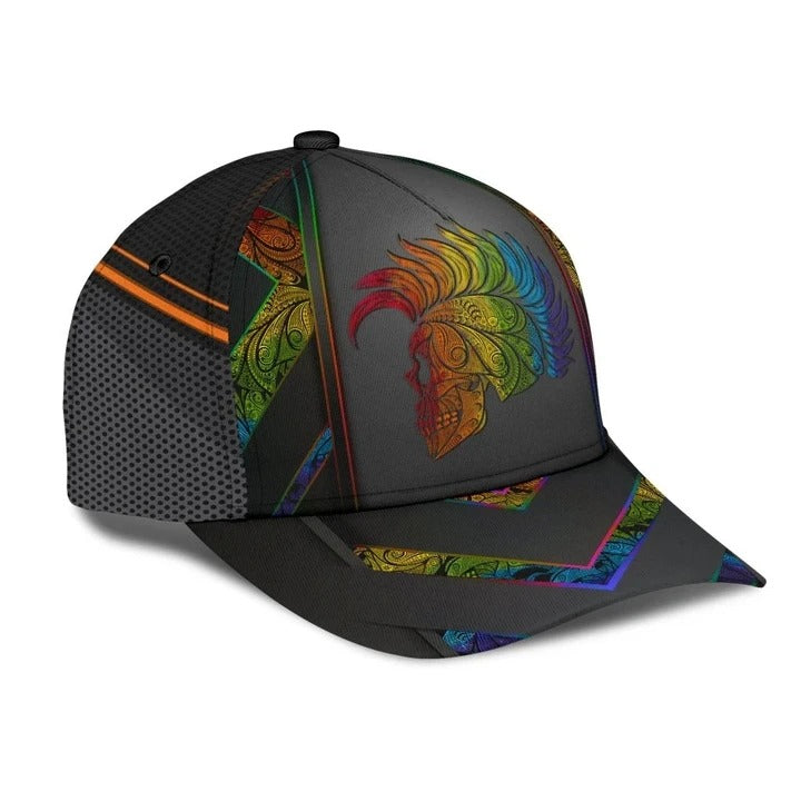 Pride Cap For Lesbian, Gaymer Gifts, Skull Warrior Rainbow Lgbt Printing Baseball Cap Hat Trucker Hats Custom Hats Gifts For Men & Women