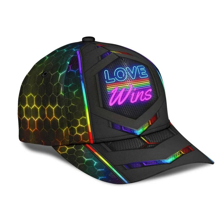 Pride Cap LGBT Love Wins Neon Printing Baseball 3D Cap Hat, Pride Accessories, Gay Gifts Trucker Hats Custom Hats Gifts For Men & Women