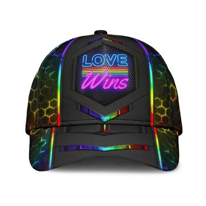 Pride Cap LGBT Love Wins Neon Printing Baseball 3D Cap Hat, Pride Accessories, Gay Gifts Trucker Hats Custom Hats Gifts For Men & Women