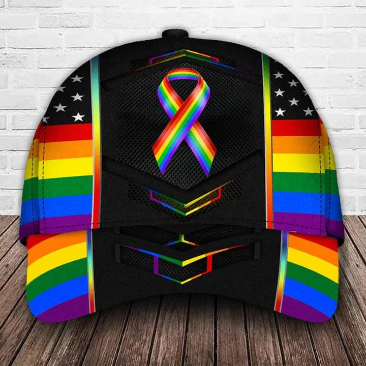 Pride Classic Cap, Being Yourself Ribbon Awareness LGBT 3D Classic Cap Trucker Hats Custom Hats Gifts For Men & Women