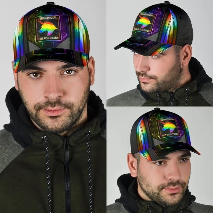 Pride Classic Cap, Lgbt Unicorn Printing Baseball Cap Hat Feeling Magical, Gift For Gaymer Trucker Hats Custom Hats Gifts For Men & Women