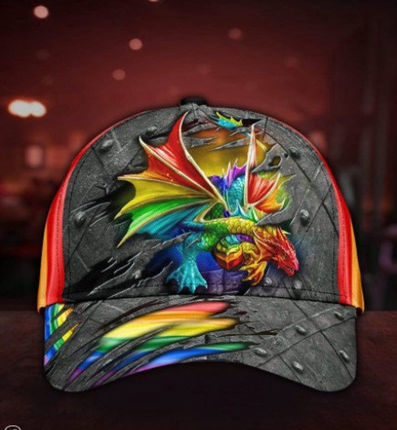 Pride Lgbt Love Dragon Cap 3D Gift, Gift For Lesbian Gift For Gay Rainbow Pride Cap 3D Trucker Hats Custom Hats Gifts For Men & Women