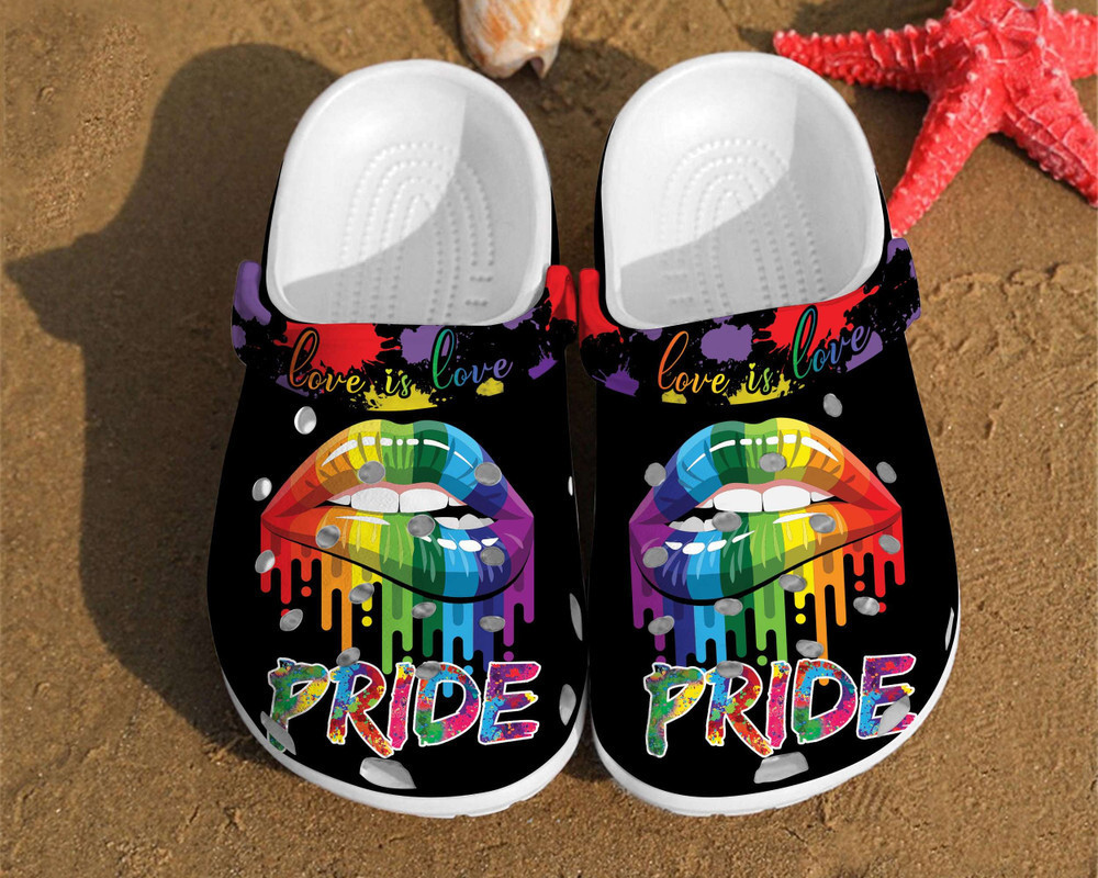 Pride Lips Love Is Lgbt Rainbow Rubber clog Shoes Comfy Footwear