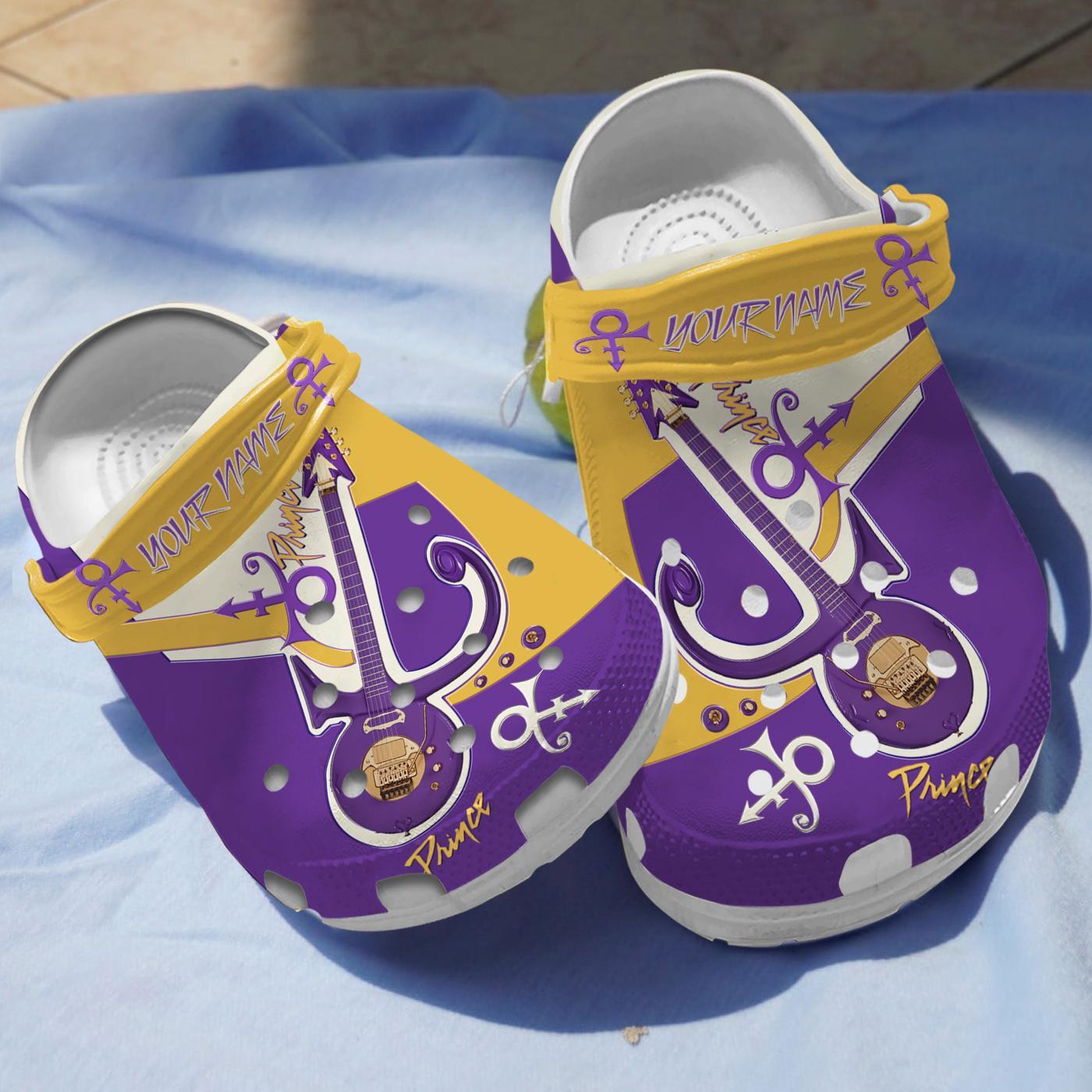 Prince's Guitar Crocs Crocband Clogs Shoes Comfortable For Men Women and Kids