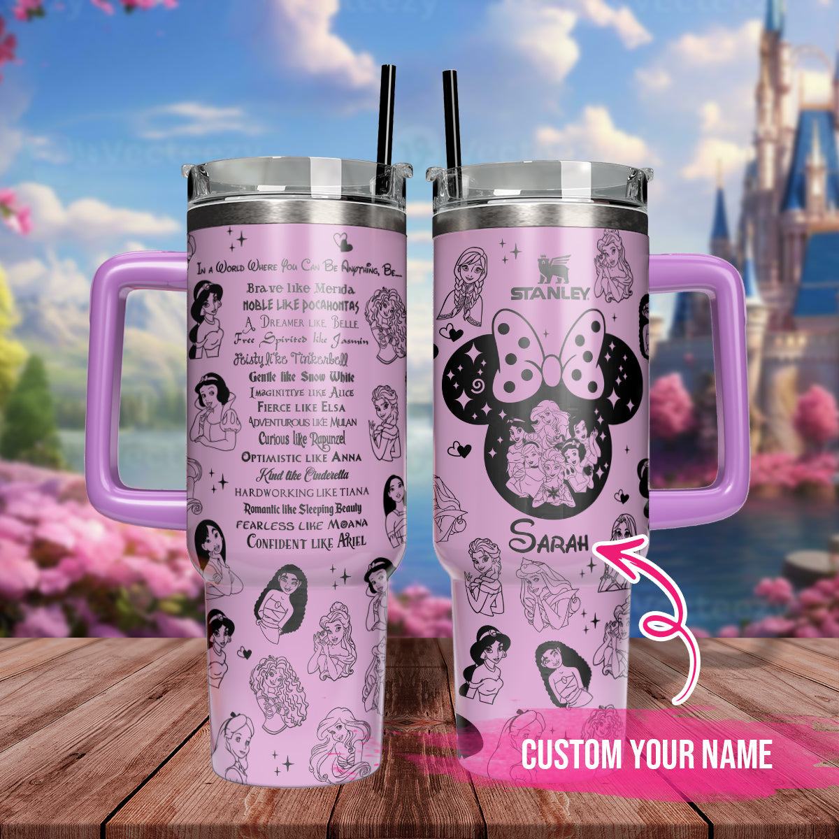 Princess Disney Cartoon Custom Stanley Cup 40 oz 30 oz Tumbler With HandleTVC2301806 - Image 2