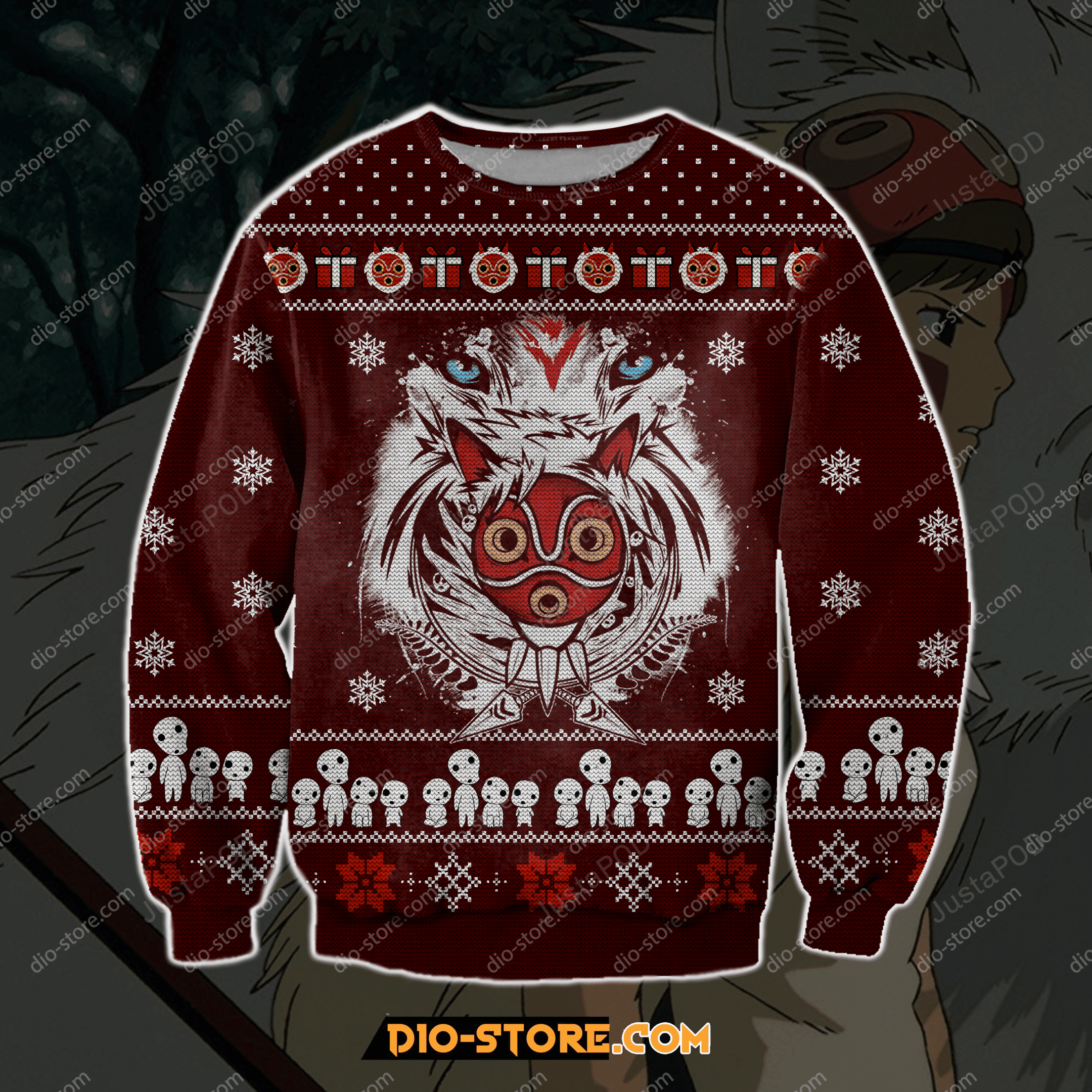 Princess Mononoke Ugly Christmas Sweater Adult 3D Funny Matching for family