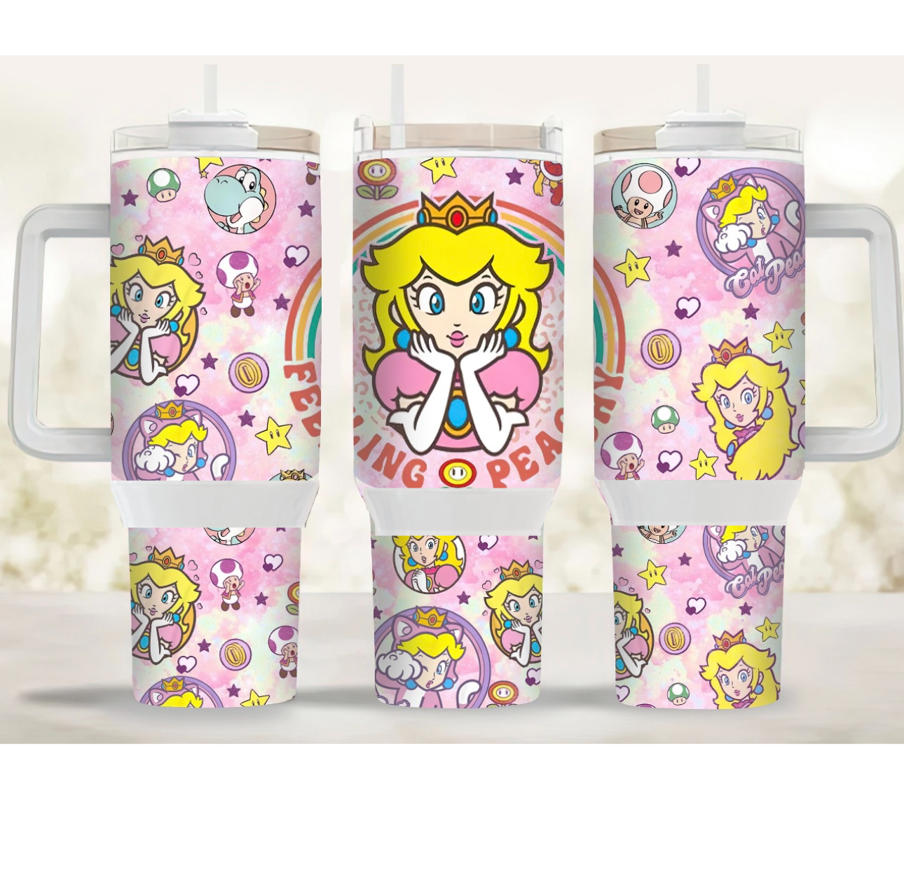 Princess Peach Super Mario Games Custom Stanley Cup 40 oz 30 oz Tumbler With HandleTVC2301750