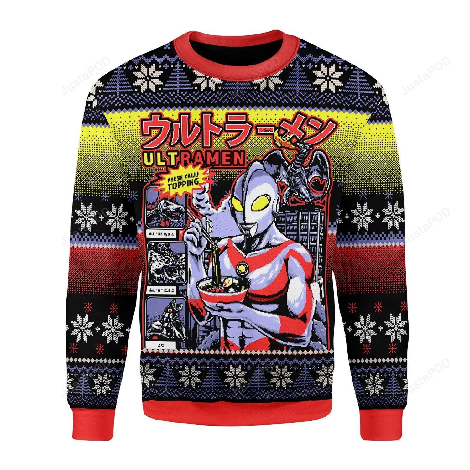 Printkay Unisex Christmas Ultramen, Ugly Christmas Sweater Adult 3D Funny Matching for family