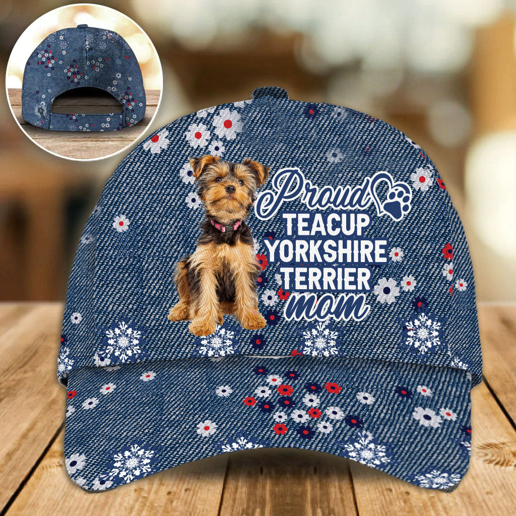 Proud Teacup Yorkshire Terrier Mom Baseball Cap Hat For Summer, Dog Mom Classic Cap Hat Trucker Hats Custom Hats Gifts For Men & Women