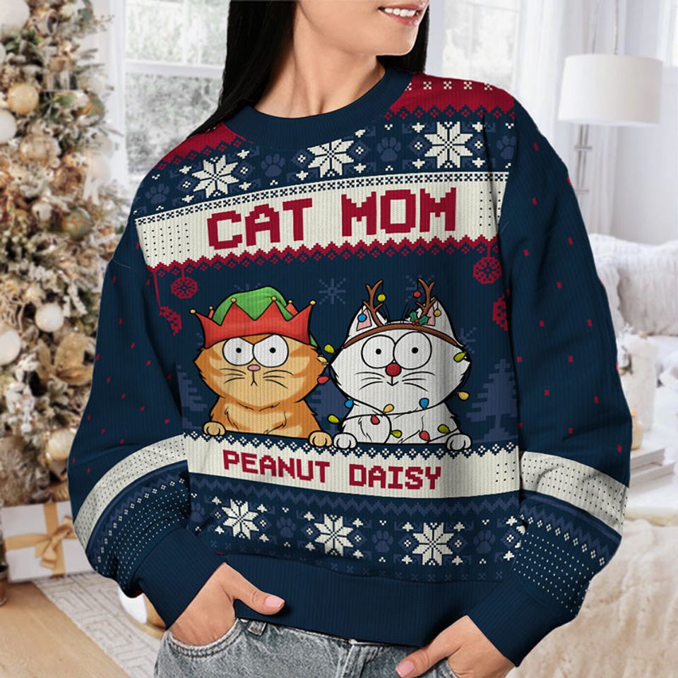 Proud To Be A Cat Mom - Cat Personalized Custom Ugly Sweatshirt - Christmas Gift For Pet Owners, Pet Lovers - Image 3