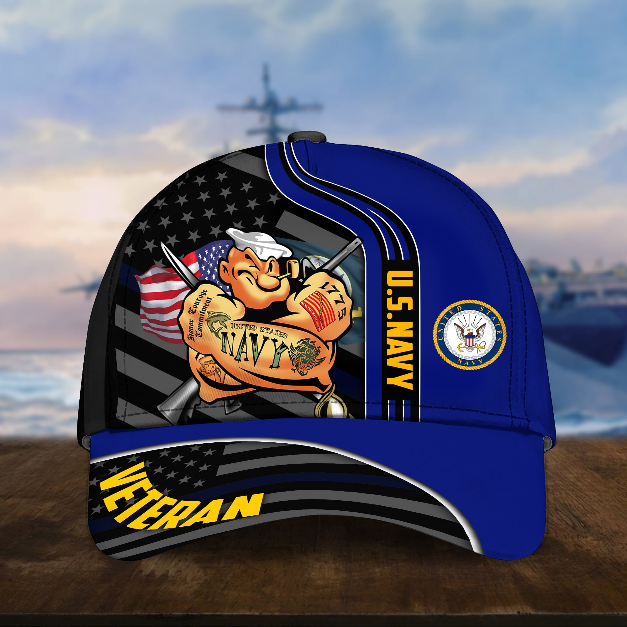 Proud To Be A U.S Navy Veteran Cap Trucker Hats Custom Hats Gifts For Men & Women