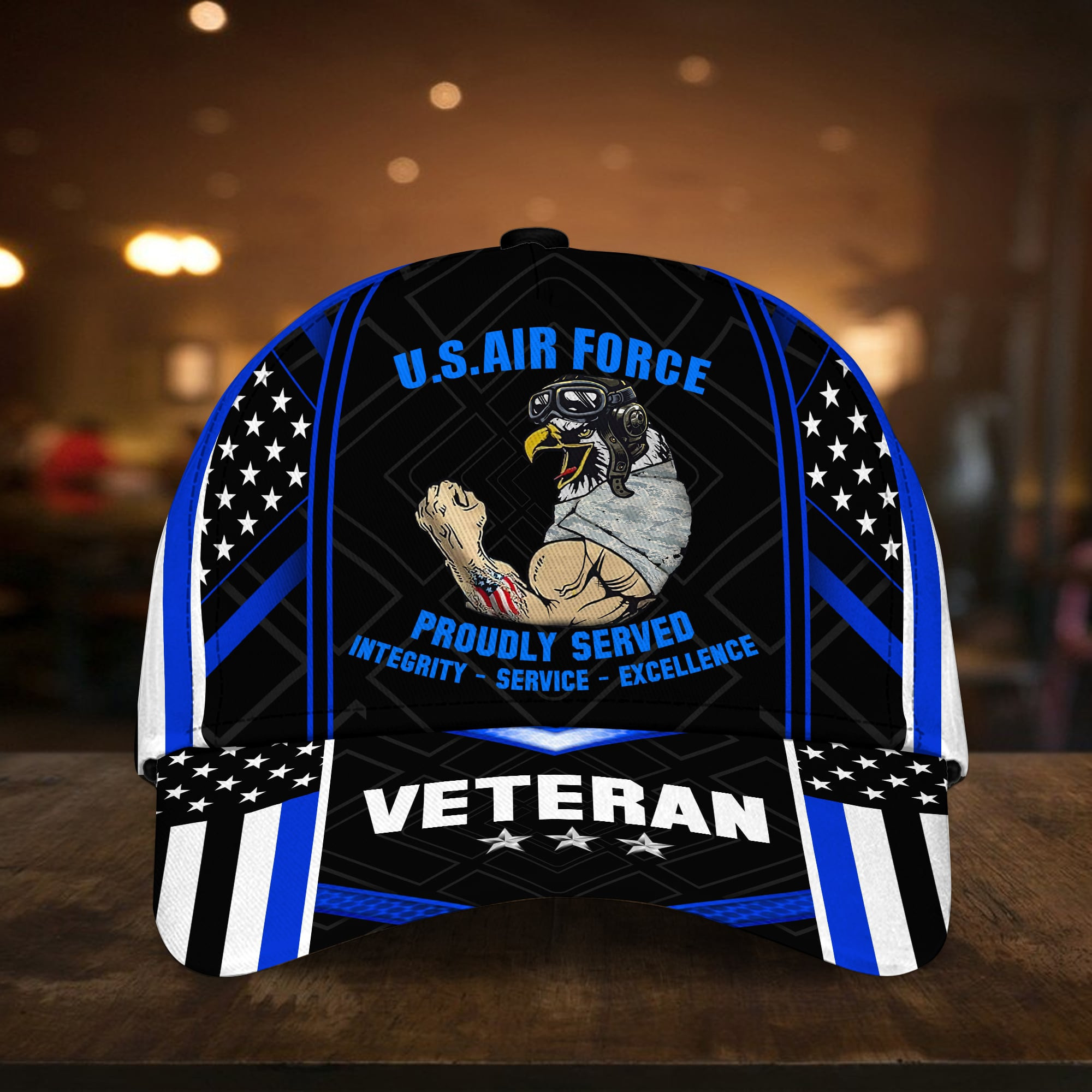 Proudly Served U.S Air Force Veteran Cap USA Flag Cap Trucker Hats Custom Hats Gifts For Men & Women