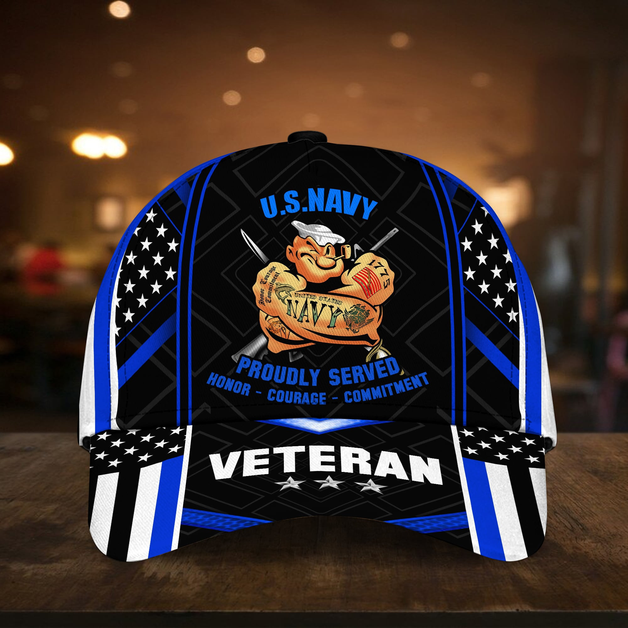 Proudly Served U.S Navy Veteran Cap USA Flag Cap Trucker Hats Custom Hats Gifts For Men & Women