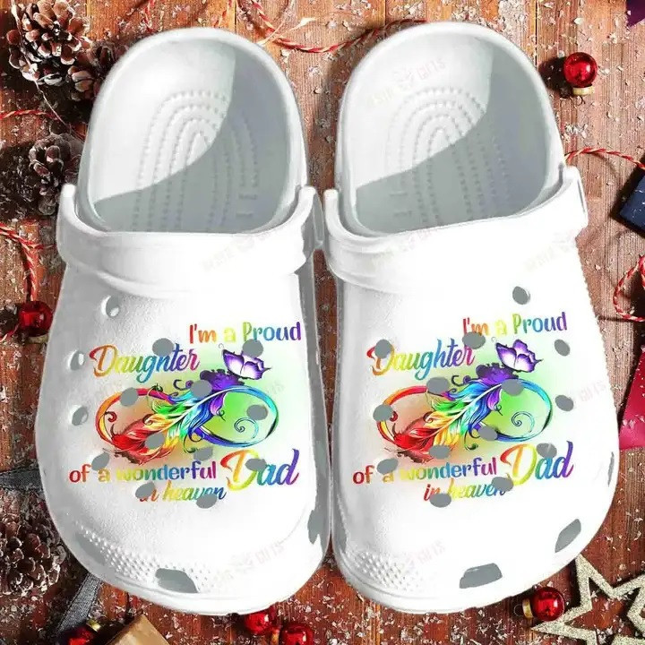 Pround Daughter Of Wonderful Dad Heaven Butterfly Crocband Clogs