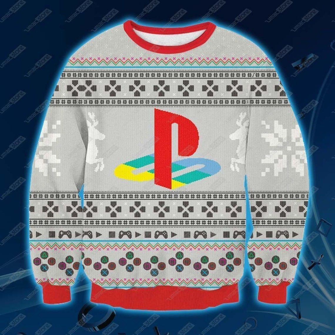 Ps4 Play Station 4 3D Print Ugly Christmas Sweater Adult 3D Funny Matching for family