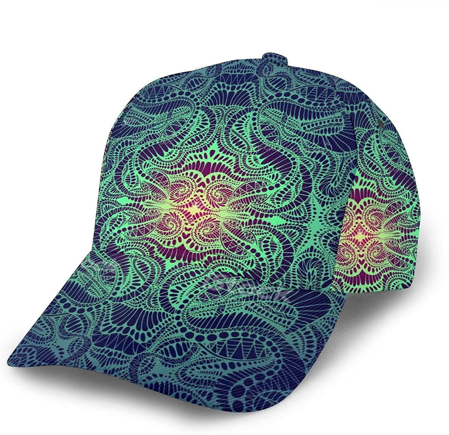 Psychedelic Trippy Colorful Fractal Mandala Seamless Baseball Hat Cap 3D Visor Unisex Hip Hop Hat Classic Cap Trucker Hats Custom Hats Gifts For Men & Women