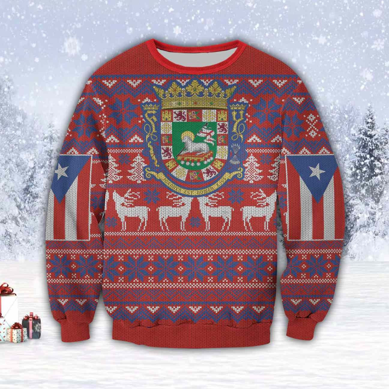 Puerto Rico 3D All Over Print Ugly Christmas Sweater Adult 3D Funny Matching for family